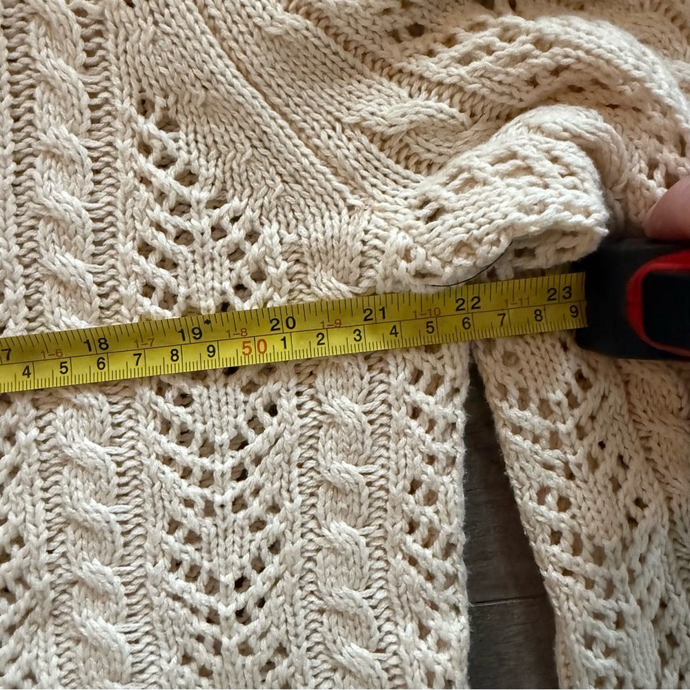 Sincerely Jules Cream Bell Sleeve Crochet Knit Crop Top Boho Scalloped Hem - Picture 5 of 7